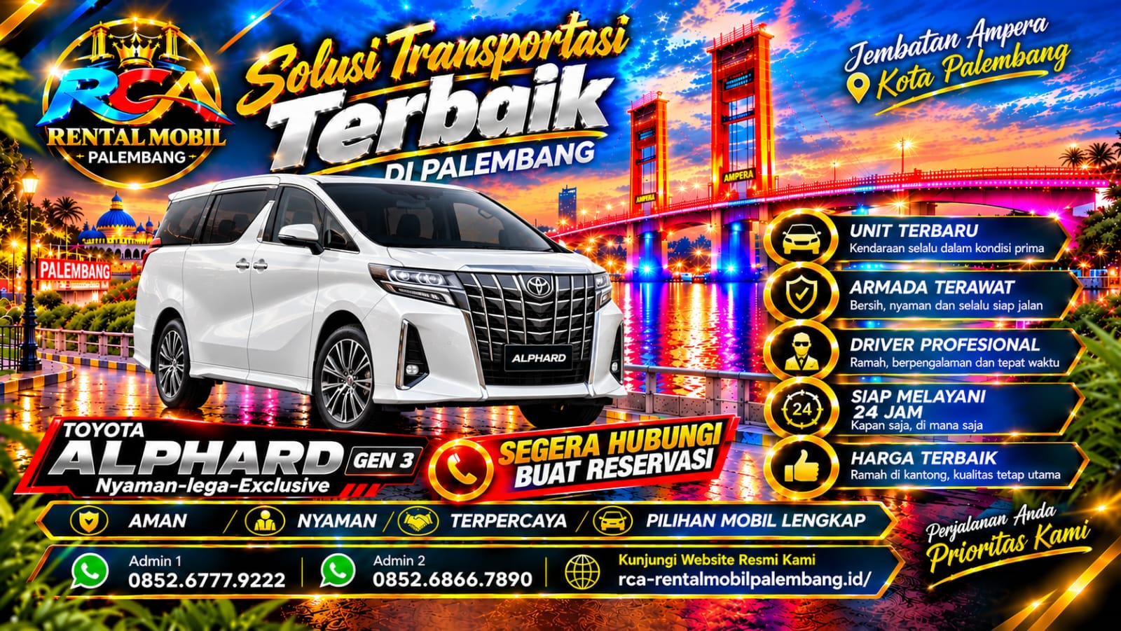 Foto Alphard Gen 3 untuk armada RCA Rental Mobil Palembang