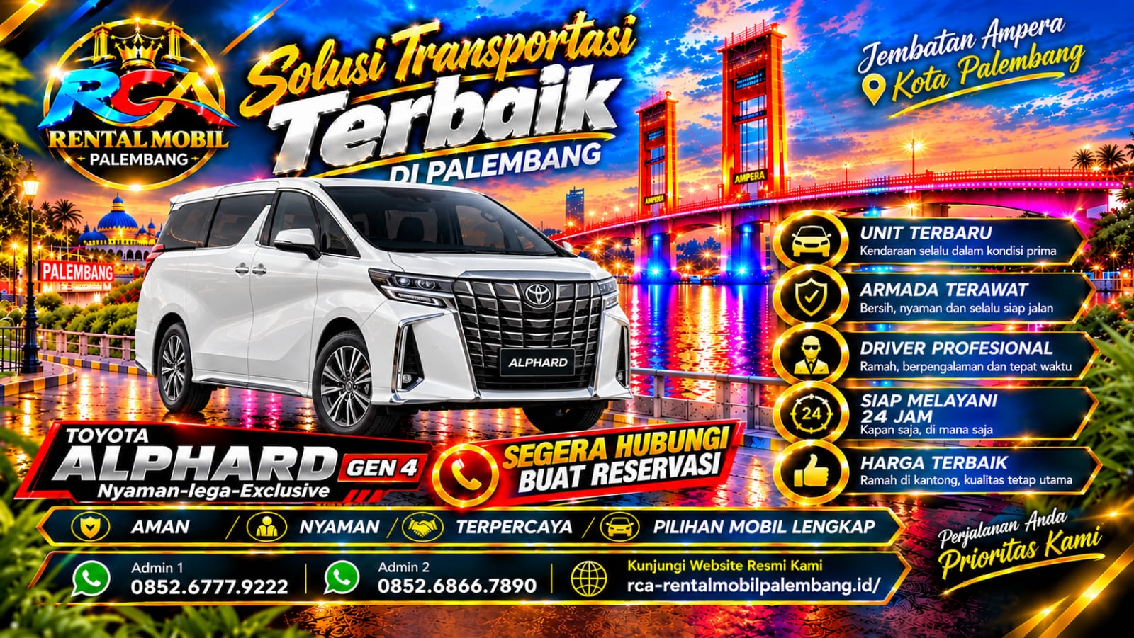 Foto Alphard Gen 4 untuk armada RCA Rental Mobil Palembang