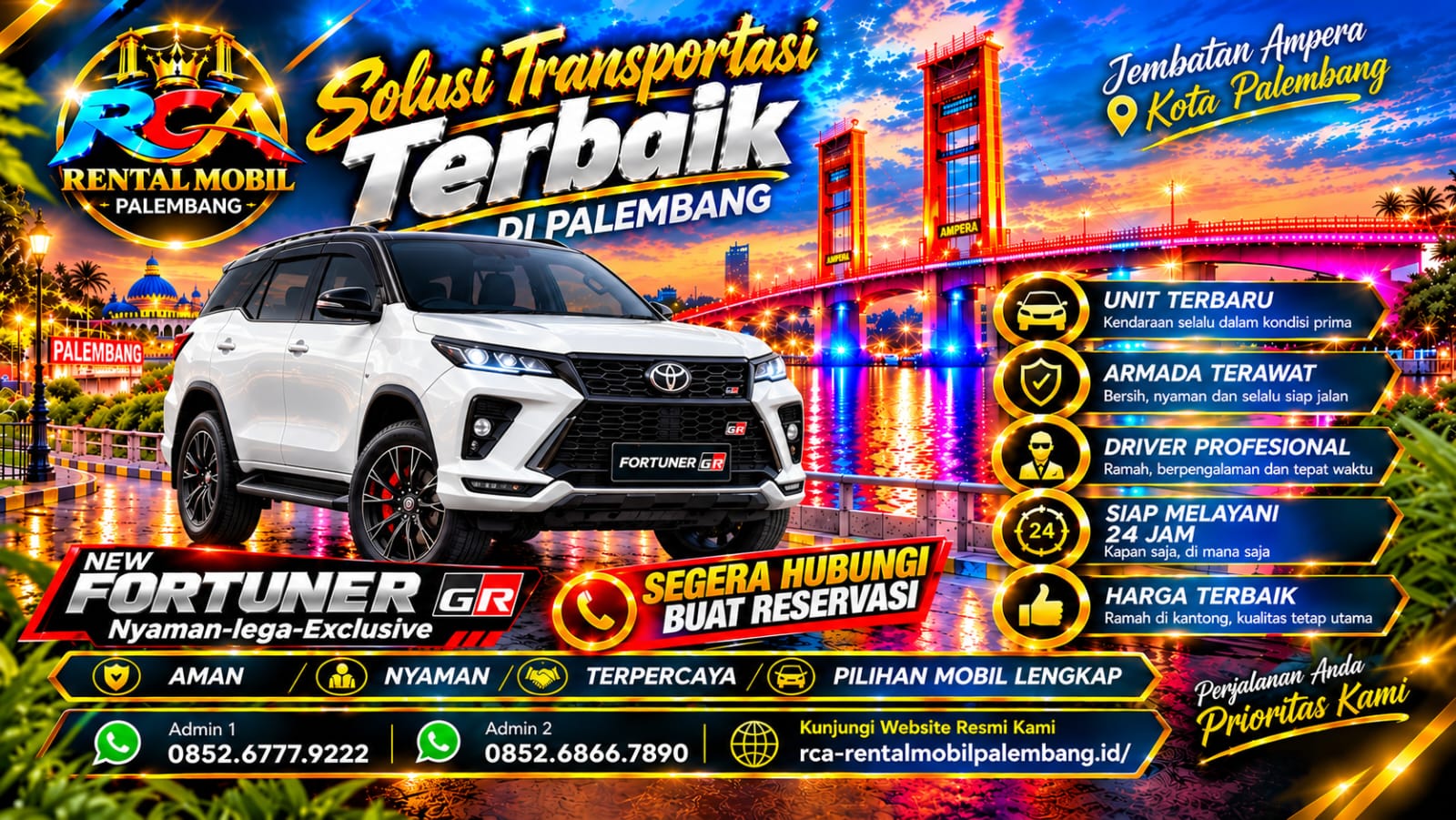 Foto Fortuner GR untuk armada RCA Rental Mobil Palembang