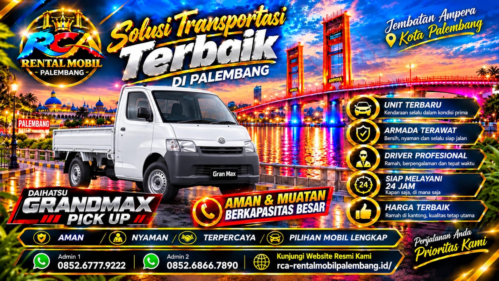 Foto Grandmax Pick-UP untuk armada RCA Rental Mobil Palembang