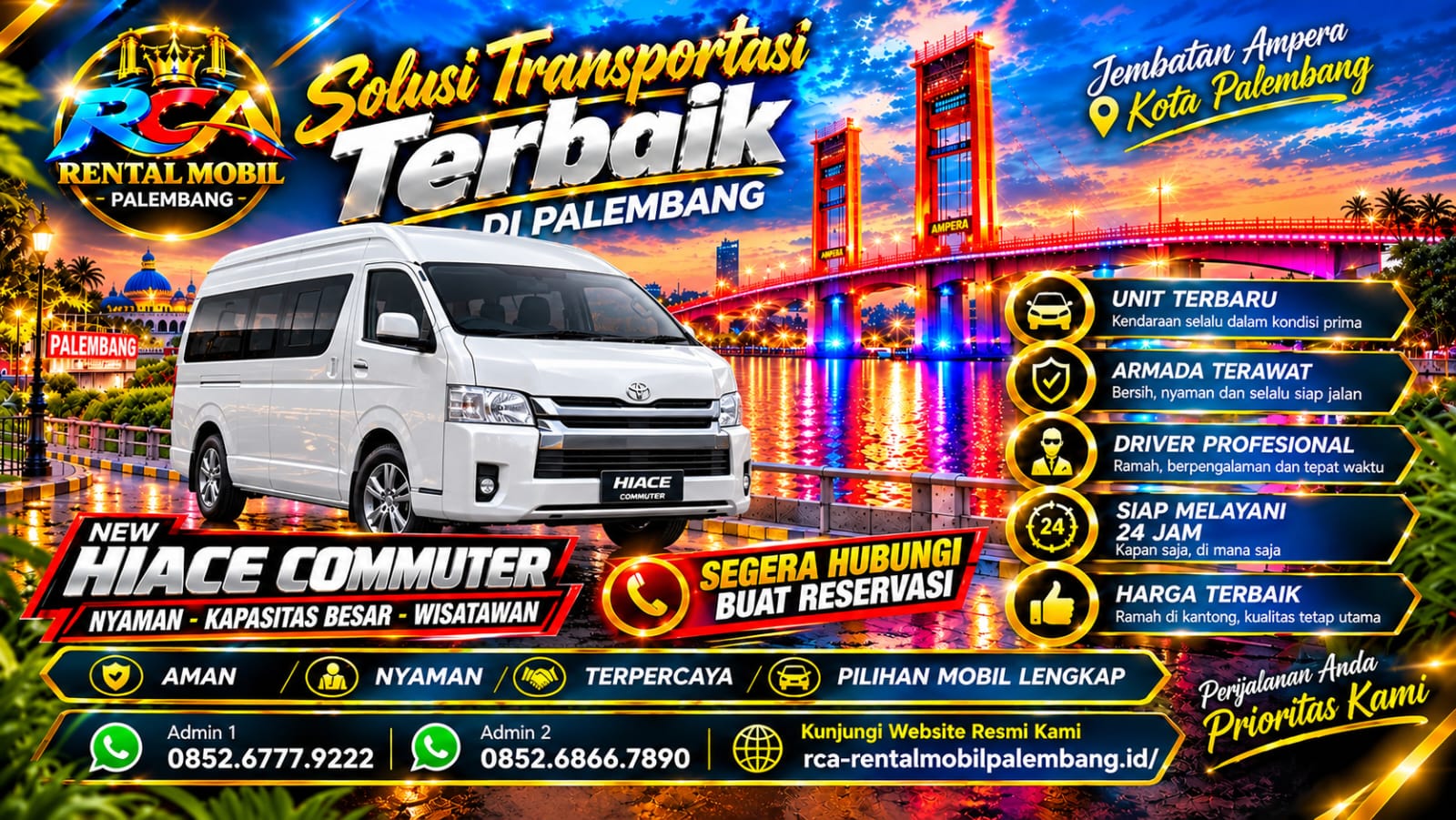 Foto Hiace Commuter untuk armada RCA Rental Mobil Palembang
