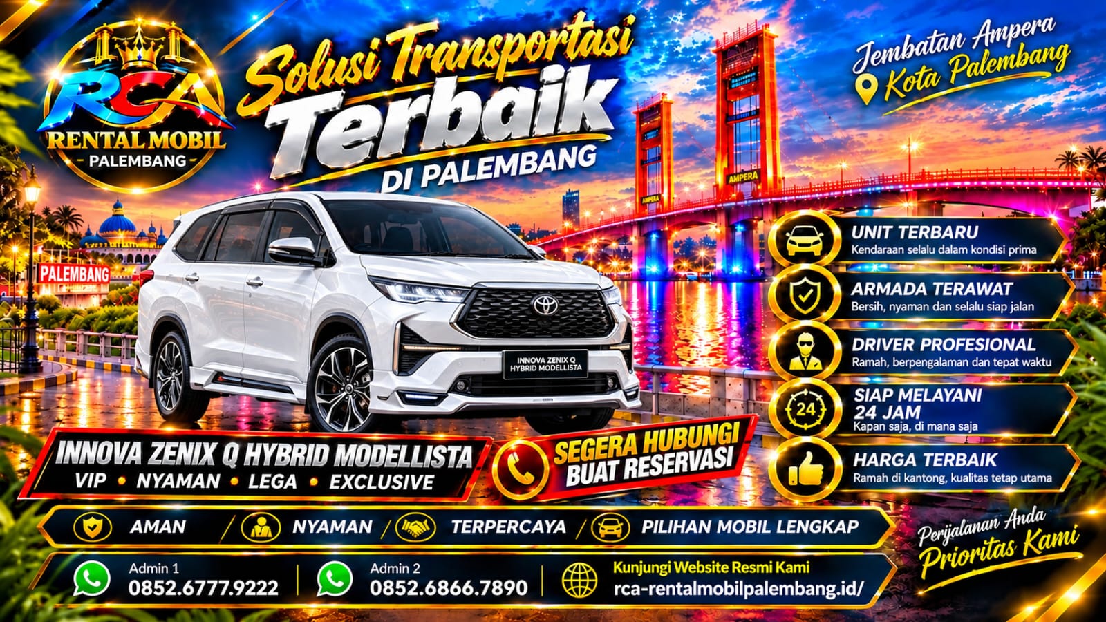 Foto Innova Zenix Q Modelista untuk armada RCA Rental Mobil Palembang