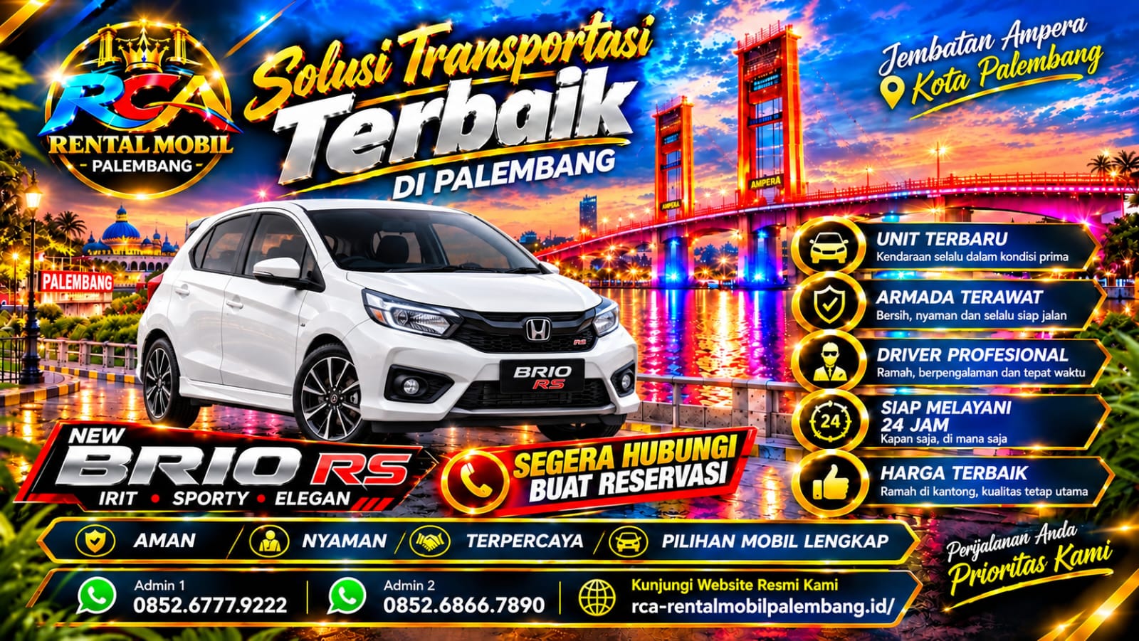 Foto New Brio RS untuk armada RCA Rental Mobil Palembang