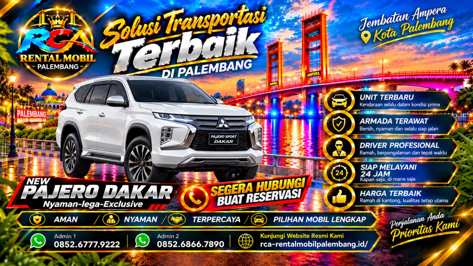 Foto Pajero Dakar untuk armada RCA Rental Mobil Palembang